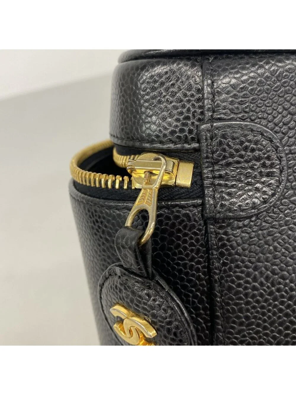 Chanel Vanity Bag Caviar Leather Black Gold